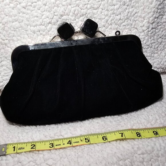 Leko London Black Velvet Clutch – Metal Frame, Decorative Clasp - Picture 2 of 8